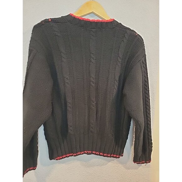 Vintage Liz Sport Chunky Cardigan Knit Sweater V Neck Sz SP 80's 100% Cotton‎ - Picture 7 of 7